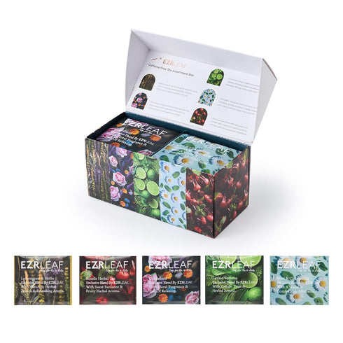 Decaf Herbal Tea Sampler EZR Leaf 22ct Caffeine-Free Pyramid Bags, Assorted Fruit