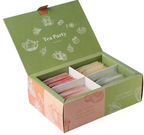 ACORUS Tea Party with 4 Different Flavors, 40 Count Natural Rooibos, Black Tea, Green Tea Variety Pack