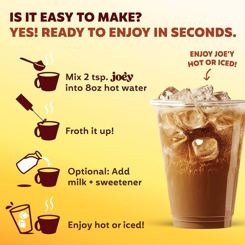 18 Joey Mushroom Coffee Alternative with Cacao Dandelion Root, and Chicory, Instant Mushroom Coffee Substitute