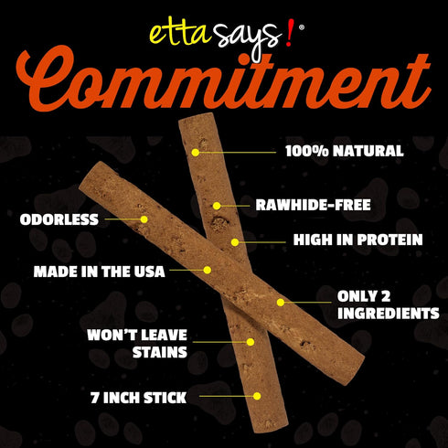 7" 10 Pack etta says! Select Crunchy Dog Chews - Rawhide-Free Dog Treats - Made in the USA - Odor-Free, All-Natural