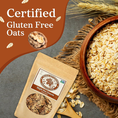3 Pack Maple Nut Kitchen Maple Nut Granola Vegan & Gluten-Free Oats with Walnuts, Pumpkin & Sunflower Seeds | Low