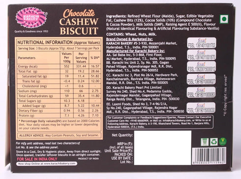 Karachi Bakery 400G Chocolate Cashew Biscuits
