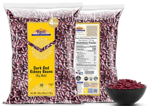 64oz (4lbs) 1.81kg Rani Red Kidney Beans, Dark Bulk ~ All Natural | Vegan | Gluten Friendly | NON-GMO | Kosher | Raj