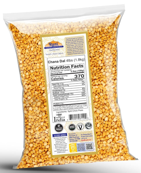 64oz (4lbs) 1.81kg Rani Chana Dal (Split Desi Chickpeas without skin) Bulk ~ All Natural | Gluten Friendly | NON-GMO |