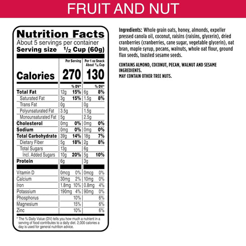 (6 Bear Naked Granola Cereal, Whole Grain Granola, Breakfast Snacks, Fruit and Nut Medley Bags)