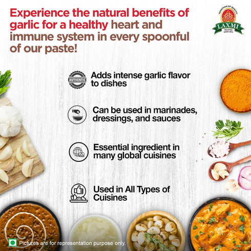 24oz Laxmi Garlic Paste | Premium quality and pure Garlic, Ground | Vegetarian | Non-GMO certified | Ethically Sourced