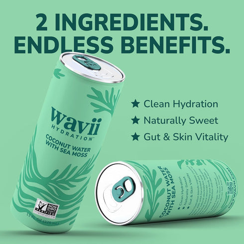 12 Pack, 11 oz Wavii Coconut Water with Sea Moss, fl Clean Hydration with Electrolytes and Ocean-Derived Trace