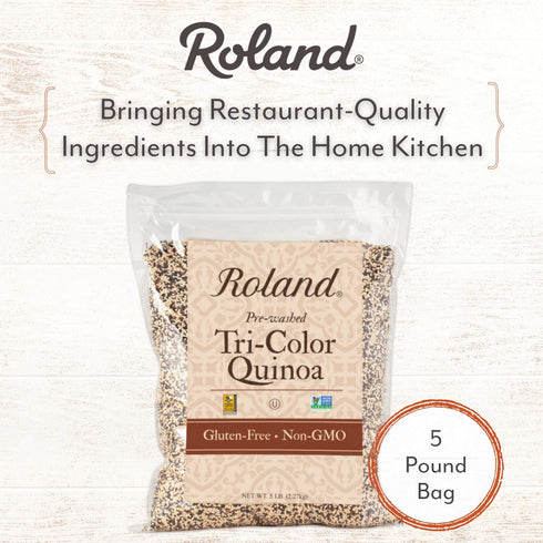 5 Lb Roland Foods Organic Tri-Color Quinoa, Pre-washed, Guten Free Whole Grain, Bag