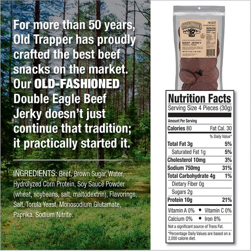 21 Package, 10 80 (Pack Old Trapper Double Eagle Beef Jerky, Old-Fashioned Flavor, Ounce Delicious Jerky Snacks, Grams