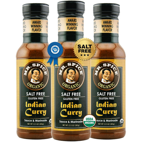Mr. Spice Organic Indian Curry Sauce, Salt Free Curry Sauce (0mg/serv), Gluten