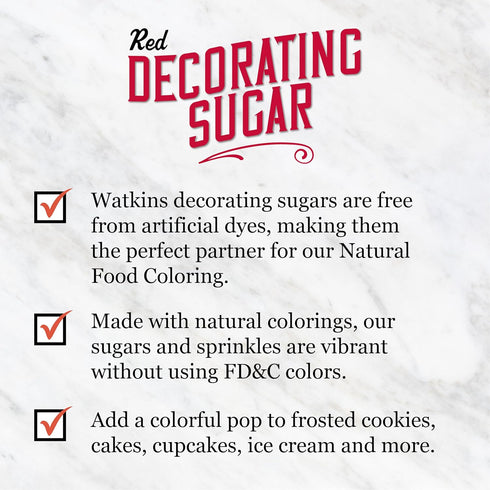 4.7 3-Pack Watkins Red Decorating Sugar, Ounce Jar