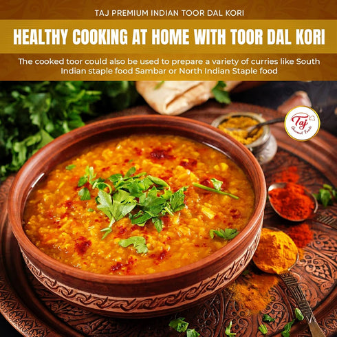 TAJ Gourmet Foods (4-Pounds) TAJ Premium Indian Toor Dal Kori, Unoily, Madhi