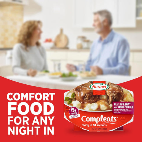 9 oz. (6 Pack) HORMEL COMPLEATS Meatloaf & Gravy With Mashed Potatoes Microwave Tray