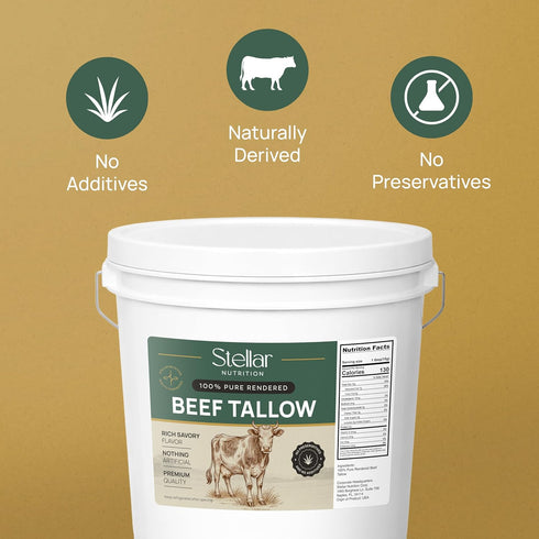 Stellar Nutrition Corp 80 oz (5 lbs) Stellar Nutrition Pure Rendered Beef Tallow Premium Cooking Fat for Frying