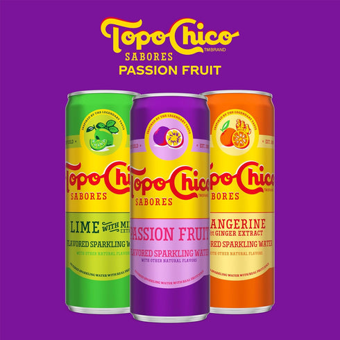 12 oz, 8 Pack Topo Chico Sabores Passionfruit Flavored Sparkling Water, fl