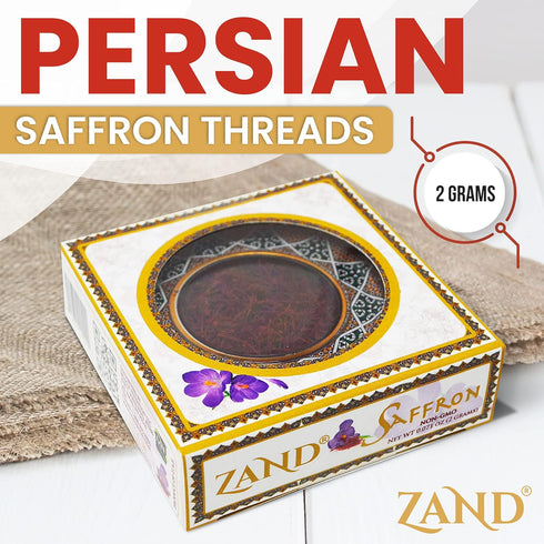 Zand Persian Saffron Threads, 2 Grams Premium Grade A Organic Pure Saffron in Decorative Tin
