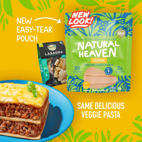 6-Pack 9 Oz Natural Heaven Lasagna Noodles, Hearts of Palm, Naturally Rich in Potassium, Low-Calorie Veggie Pasta, Keto