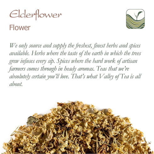 Organic Elderflower Tea - Dried Elder Flowers Herbal Tea, Sambacus Blossoms