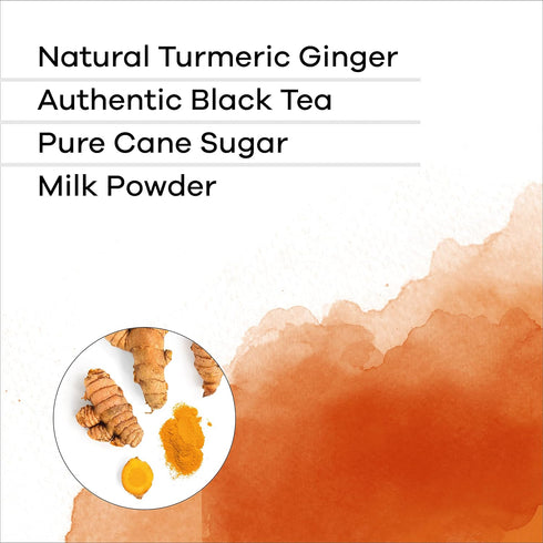QuikTea Turmeric Ginger Chai Tea Latte - 10 Count Single Box - All Natural Authentic Instant Chai from Assam