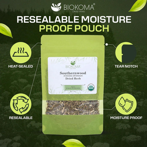 50g 1.76oz Biokoma Organic Southernwood Dried Herb Loose Artemisia abrotanum Digestive Calming Botanical Insect
