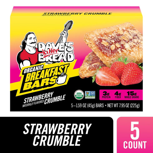5 Dave's Killer Bread Strawberry Crumble Naturally Flavored Organic Breakfast Bars, Ct