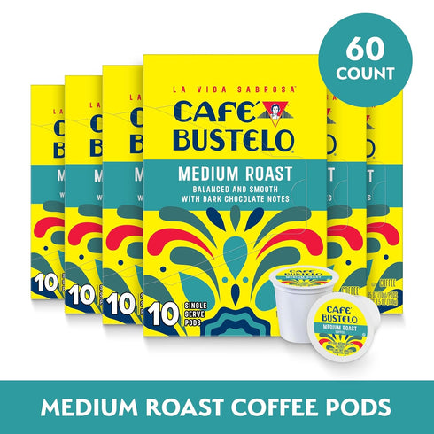 10 Count (Pack 6) Caf Bustelo Medium Roast, Single Serve Coffee Pods
