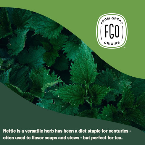 FGO Organic Nettle Leaf Loose Tea, 4oz Cut and Sifted, Caffeine Free, Resealable Bag, Packaging May Vary (Pack of 1)