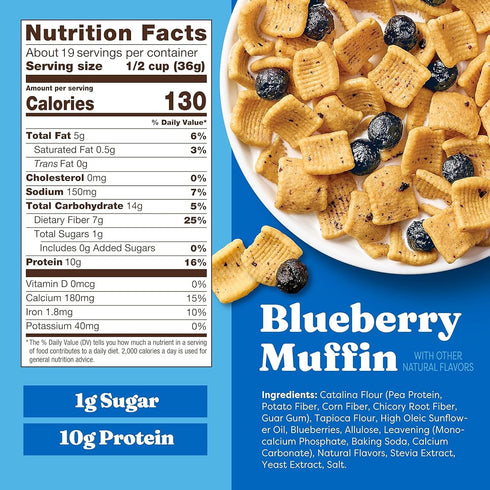 24 oz Catalina Crunch Protein Cereal Blueberry Muffin Keto, Gluten Free, No Added Sugar, High Protein Big Family Size