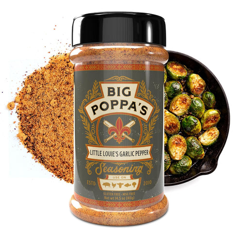 (14.5 Oz) Big Poppas Little Louies Garlic Pepper Seasoning Prize-Winning All Purpose Garlic Salt Blends with Black