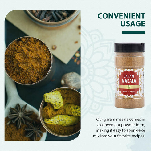 Soeos Garam Masala, 3.2 oz (90g), All Natural Vegan Spice Powder, Indian 8-Spice Blend, Kosher Masala Seasoning