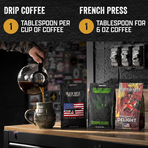 12oz Black Rifle Coffee Company Beyond Black, Bag, Ground Coffee Dark Roast - Roasted Blend Made from Arabica Beans