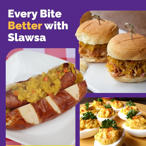 2-Pack Garlic Burger Relish Slawsa Gourmet Cabbage Topping with Real Garlic | Gluten-Free, Vegan, All-Natural