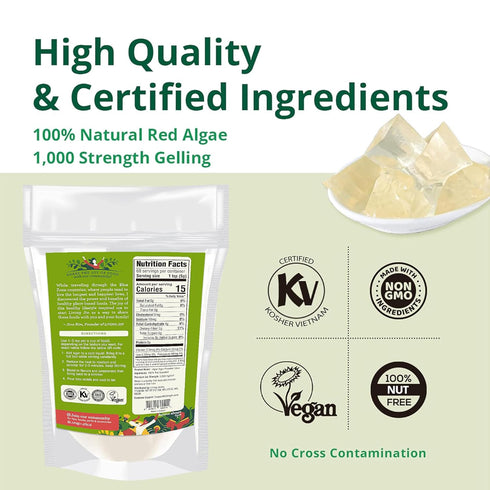 LIVING JIN Agar Agar Powder, 12 oz, Plant-Based Gelatin Powder, Vegan Jello, Sugar-Free, 100% Natural