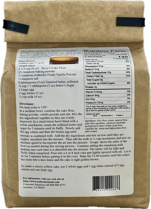 Authentic Foods 3 Steve's Gluten Free Cake Flour Blend, Pound