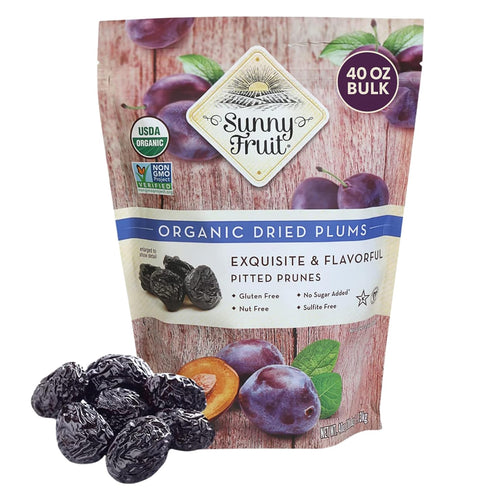 Sunny Fruit Soft Organic Pitted Prunes, 2.5 Pound Bulk Bag | No
