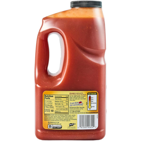 1/2 .5 Frank's RedHot Sweet and Spicy Ginger Hot Sauce, Gallon Jug - A Red Jalapeno and Sweet Ginger Fusion