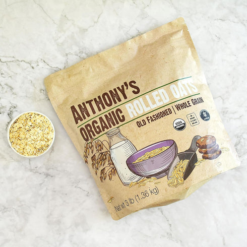 3 lb, Anthony's Organic Rolled Oats, Gluten Free, Non GMO, Old Fashioned, Whole Grain