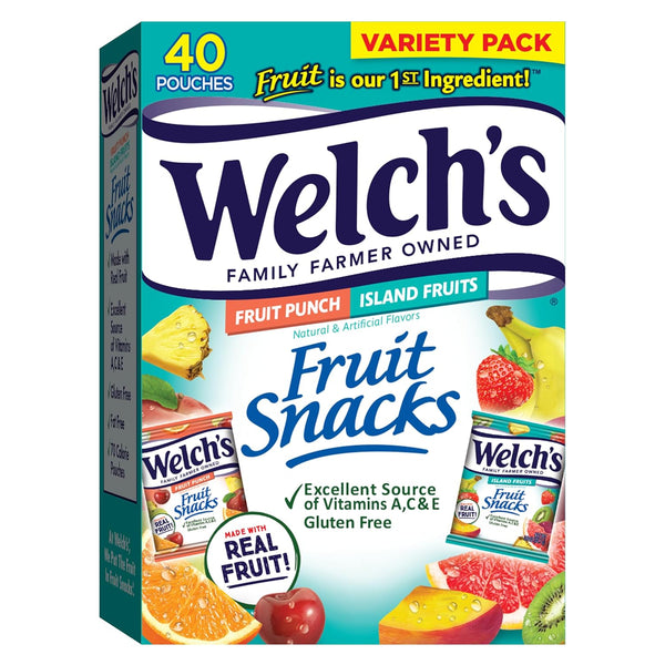 Welch's Fruit Snacks, Fruit Punch & Island Fruits, Individual Single Serve 0.8