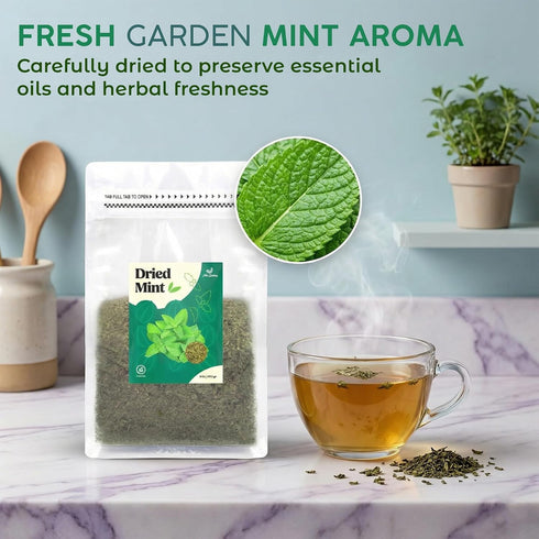 100% 6 oz (170 Miss Spring Dried Mint Leaves (Spearmint & Peppermint Leaves) | Natural, Non-GMO, No Preservatives, No