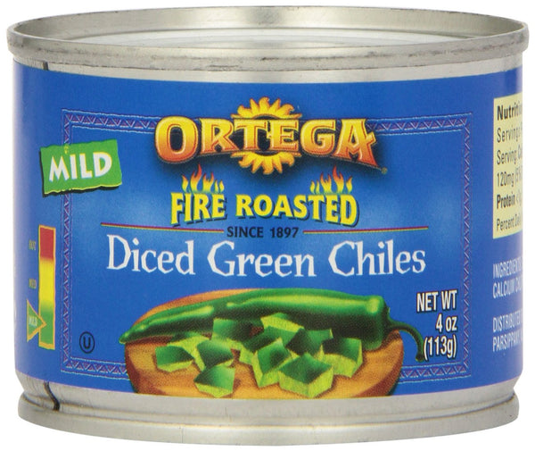 Ortega Peppers, Diced Green Chiles, Mild, 4 Ounce (Pack of 24)