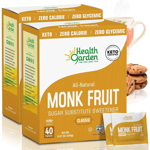 Health Garden Monk Fruit Sweetener, Classic Sugar Substitute 80 Count Packets (40