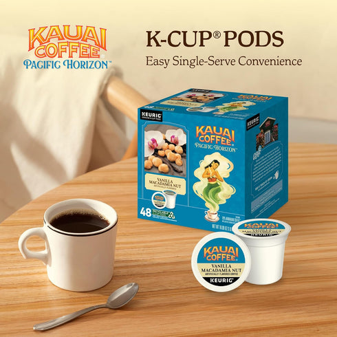 10% 1 Pack 48 Kauai Coffee K-Cup Pods for Keurig Brewers Arabica Coffee, Hawaiian Medium Roast, Vanilla Beans