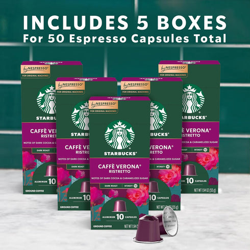 50-count Starbucks by Nespresso Original Line, Caff Verona, Dark Roast Coffee, Espresso Pods