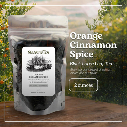 Cozy, 2oz Nelson's Tea Orange Cinnamon Spice Black Tea Infused with Tangy Orange Peel, Aromatic Cinnamon & Zesty Cloves