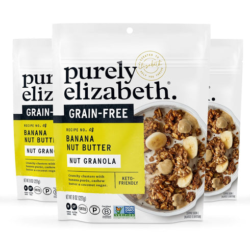 Purely Elizabeth, Banana Nut Butter, Keto Granola, Grain-Free (3 Ct, 8oz Bags)