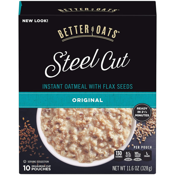 Better Oats 2 pack , Steel Cut Classic Instant Oatmeal With Flax, 10 Ct