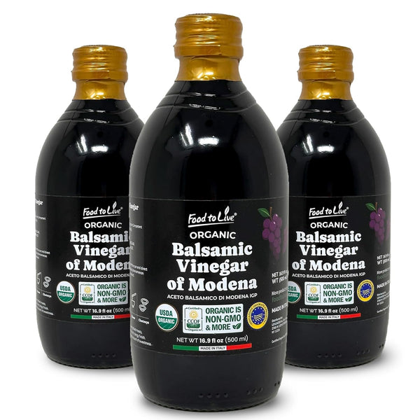 Food To Live Organic Balsamic Vinegar of Modena, 500 ml Italian, Unfiltered,