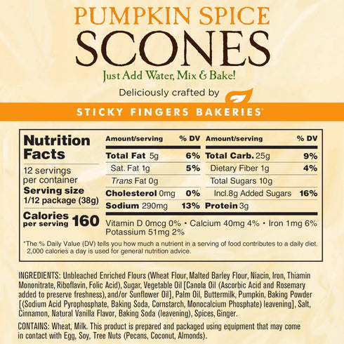 Sticky Fingers Mix Scone Pumpkin Spice, 14 Oz