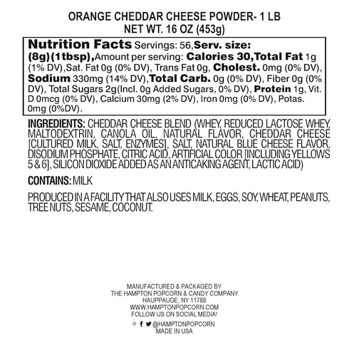 1 Cheddar Cheese Powder, Pound Resealable Zip Bag, Popcorn Cheese Powder, Cheese Powder For Pasta, Nacho Cheese Powder