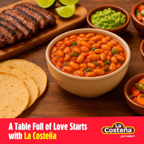 19.75oz, 6 Pack La Costea Charro Beans - Ready-to-Eat Canned Pinto Beans with Chorizo, Bacon & Chicharrones - Mexican